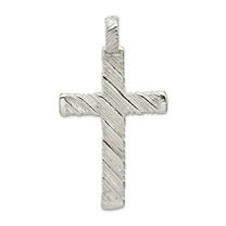 925 Sterling Silver Solid Polished Not engraveable Religious Faith Cross Charm 40x21mm Wide Pendant Necklace for Women