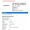 thumbnail image 2 of Front Wiper Blade - Compatible with 1984 - 1991 Jeep Grand Wagoneer 1985 1986 1987 1988 1989 1990, 2 of 2
