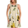 thumbnail image 1 of Easygdp Gnomes Bees And Sunflowers para Vestido Transpirable de Mujer, Vestido Suelto de Manga Corta con Pliegues y Bolsillos para el Verano, 1 of 7