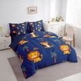 thumbnail image 3 of Manfei Tiger Lion Animal Bedding Comforter Set 7pcs, Kawaii Navy Cartoon King Bedding Sets, Teens Kids Boys Girls Reversible Bed Sheets, Super Cozy Room Decor, 3 of 7