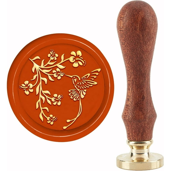 Hummingbird Wax Seal Stamp Branch Sealing Wax Stamps 30mm Retro Vintage Removable Brass Stamp Head with Wood Handle for Wedding Invitations Halloween Christmas Thanksgiving Gift Packing