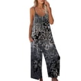 thumbnail image 1 of Mono sin mangas para mujer VISgogo con estampado floral, versión de pierna ancha, tirantes finos, ropa de verano VISgogo  moda, 1 of 5