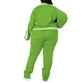 thumbnail image 5 of Haite Women Plus Size 2 Piece Tracksuit Crewneck Ladies Oversized Long Sleeve Jogging Set Tops Long Sweatpants Outfits Lounge Sets Light Green XXXL, 5 of 5