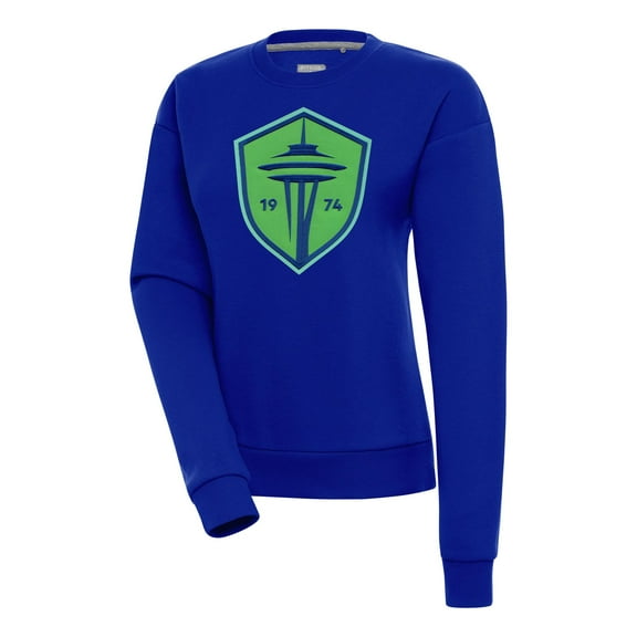 Women's Antigua Royal Seattle Sounders FC Victory Crewneck Pullover Sweatshirt