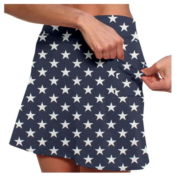 SUYIDA Tennis Skirts for Women Floral Print Sport Skirt Workout High Waisted Active Skirts for Woman with Pockets Navy,S