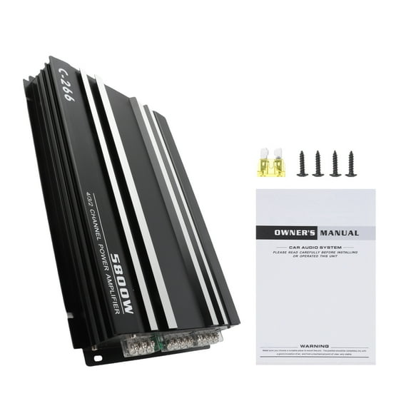 FOUNDLDF Car Power Amplifier 12V 4 Channel High Power Aluminum Alloy Car Audio Amplifier Black