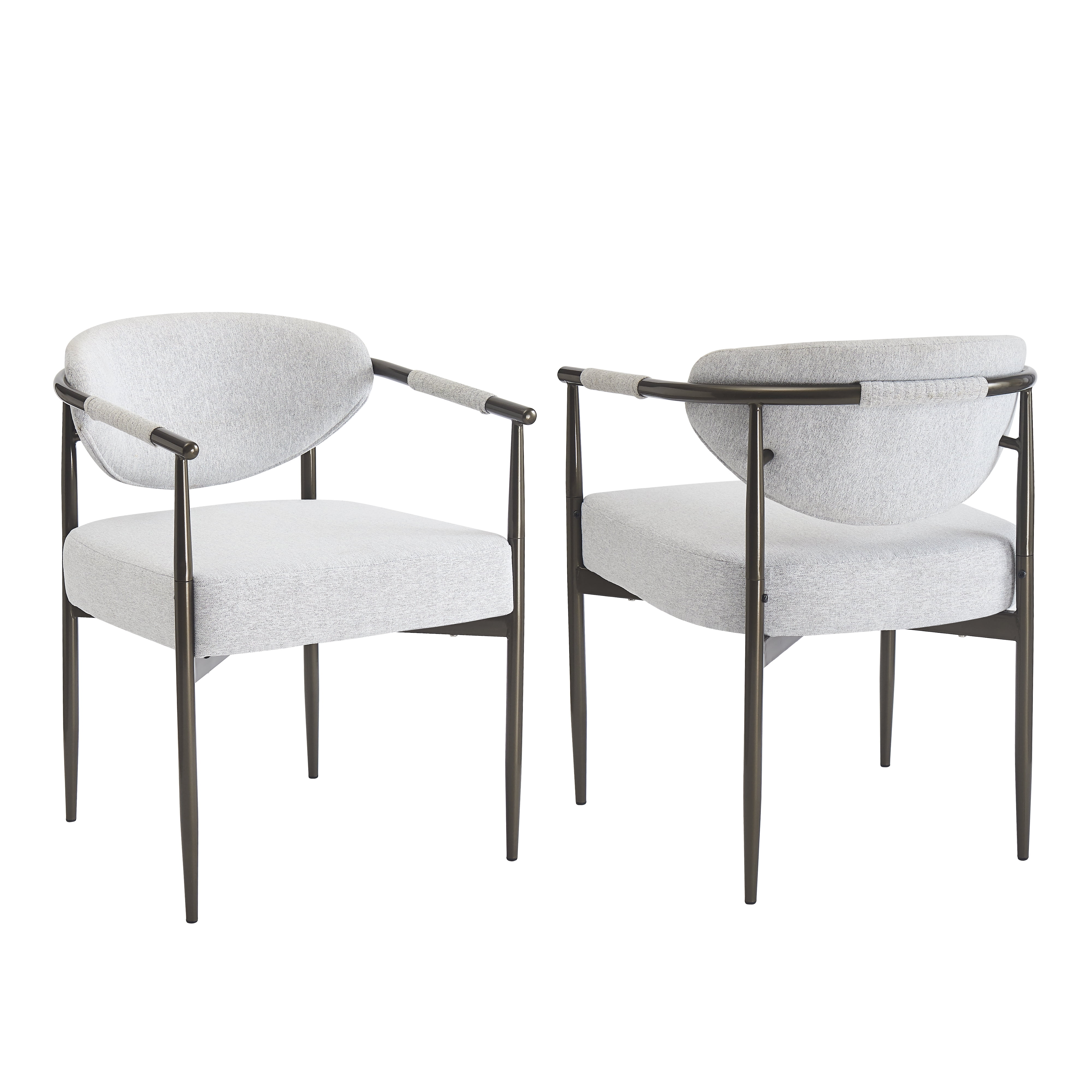 Euroco Upholstered Dining Chairs Set of 2, Modern Kitchen Accent Chairs with RCushion Seat & Metal Legs, Armchairs for Kitchen,Living Room, Restaurant