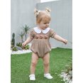 thumbnail image 5 of Baby Girl Football Outfit Striped Short Bubble Sleeve Doll Collar Romper, 5 of 10