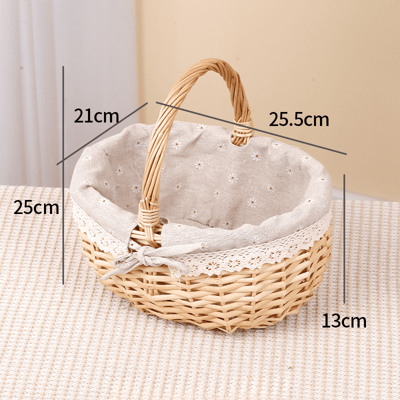 KUNPENG Natural Willow Woven Easter Picnic Gift Basket with Handle, Hand-woven Fruit & Egg Basket for Kitchen Countertop, Decorative Wicker Market Basket for Wedding, 4 Sizes