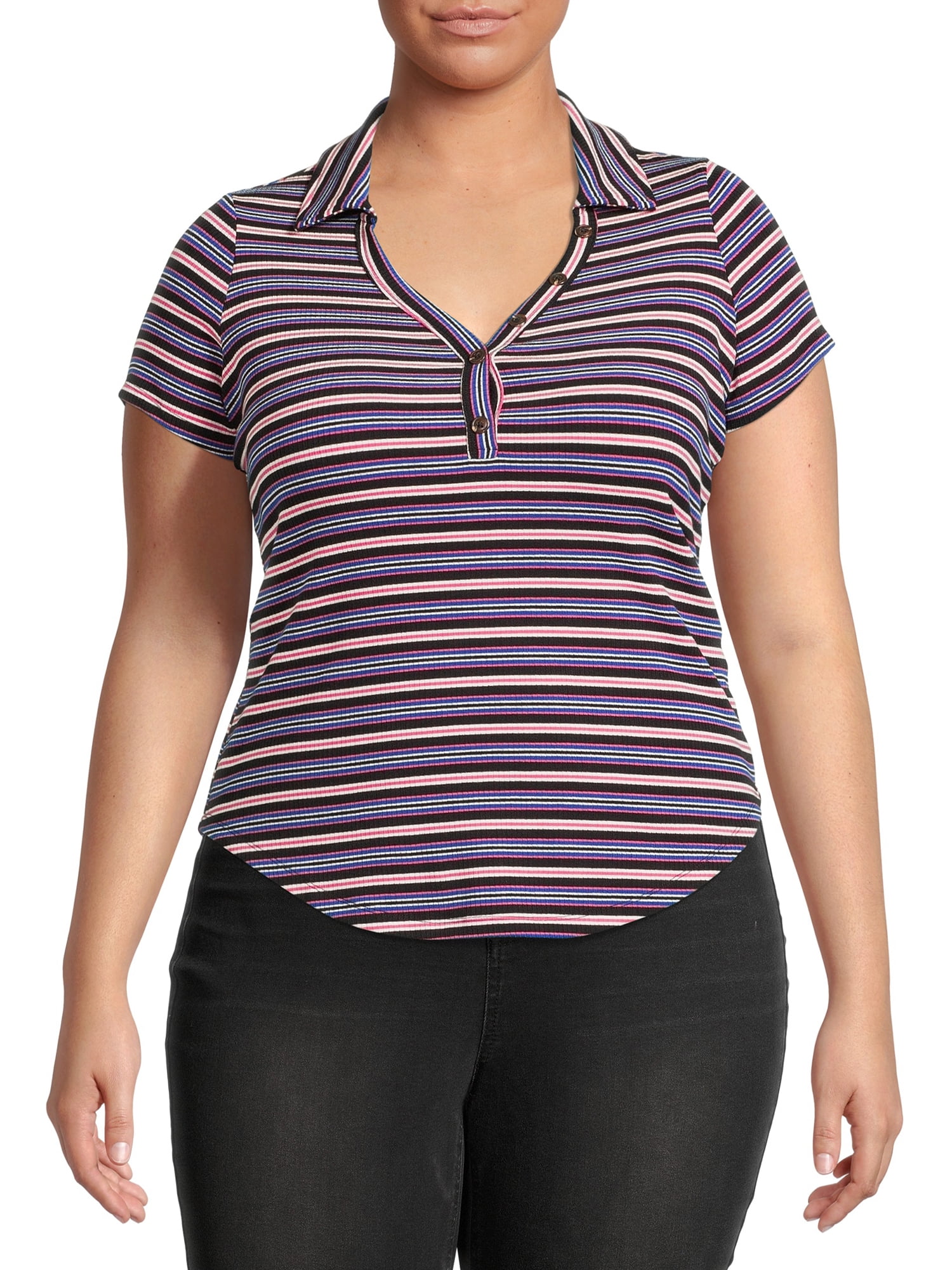 No Boundaries Juniors Plus Size Stripe Polo Shirt Lebanon