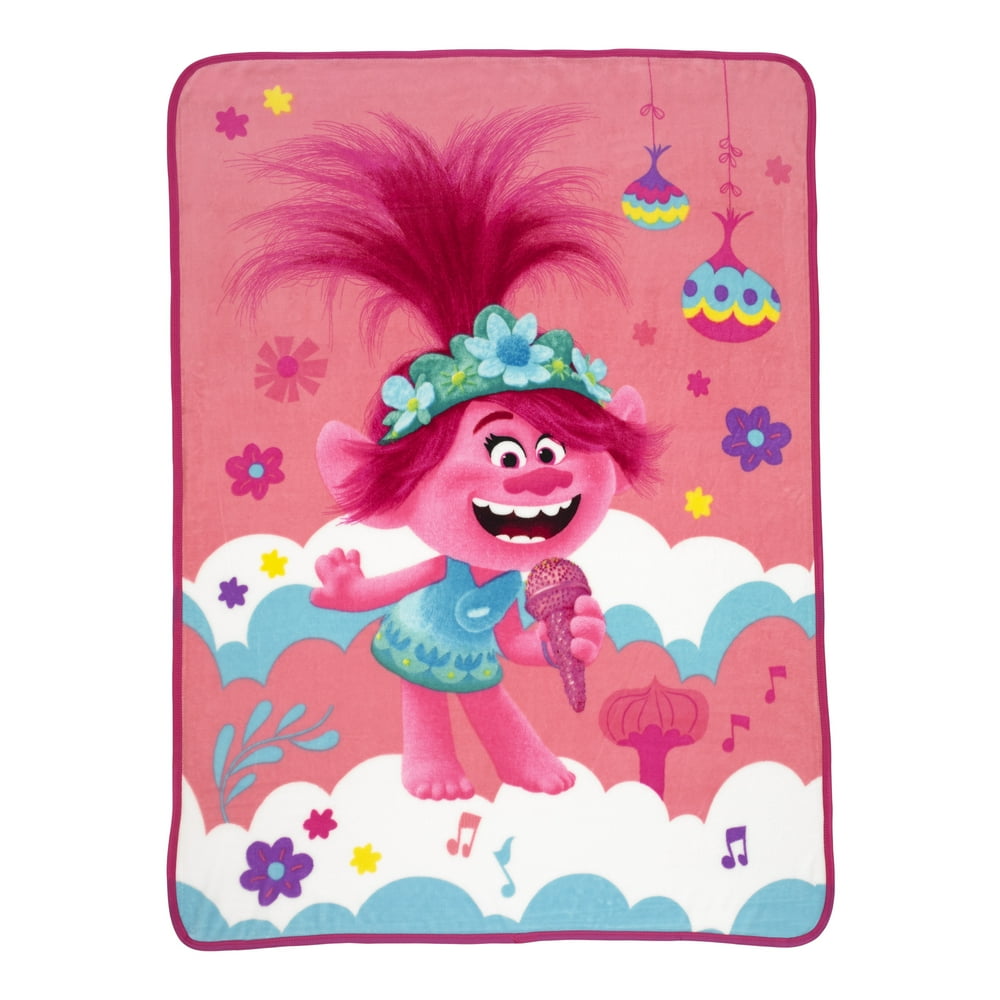 Trolls World Tour Kids Microfiber Bedding Coral Fleece Throw, 46"x60