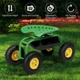 thumbnail image 3 of GVN Garden Wagon Cart,Utility Grocery Wagon,Red/Green Garden Cart Rolling Work Seat With Heavy Duty Tool Tray Gardening Planting-Green, 3 of 11