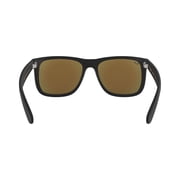 Ray-Ban Justin Sunglasses for Women and Men with Rubber Black Frames and Blue Flash Lenses, Size 55