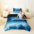 thumbnail image 2 of Feelyou Blue Underwater Fish Wildlife Twin Comforter Sets for Men Women, Sea Landscape Bedding Set, Blue, Black Reversible, 2 Pieces, 2 of 6