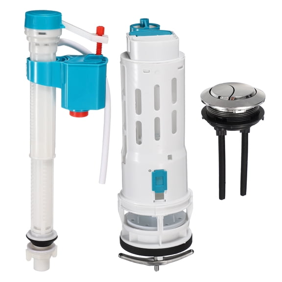 Dual Flush Valve Repair Kit for One-Piece Toilets, Includes 3" Flush Valve, 2.2" Thread Push Button, Fill Valve, Fits 10.2"-11" Tall Tanks with 2.44-2.76" Drain Holes