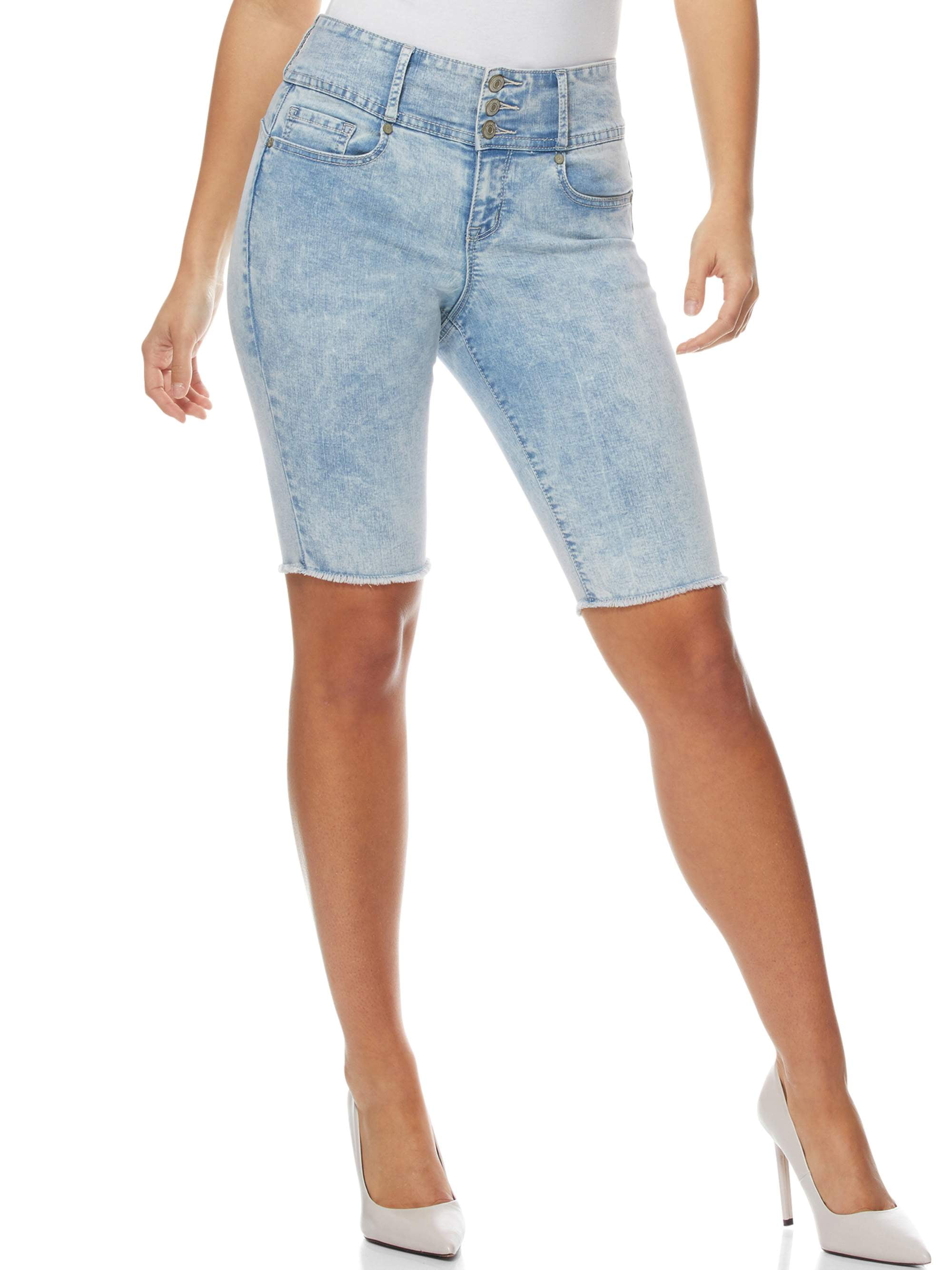 high waisted bermuda jean shorts