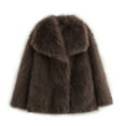 thumbnail image 5 of Pincandy Women's Faux Fur Coat Fluffy Faux Fur Jacket Long Sleeve Lapel Furry Winter Jackets Shaggy Parka Short Coat, 5 of 7