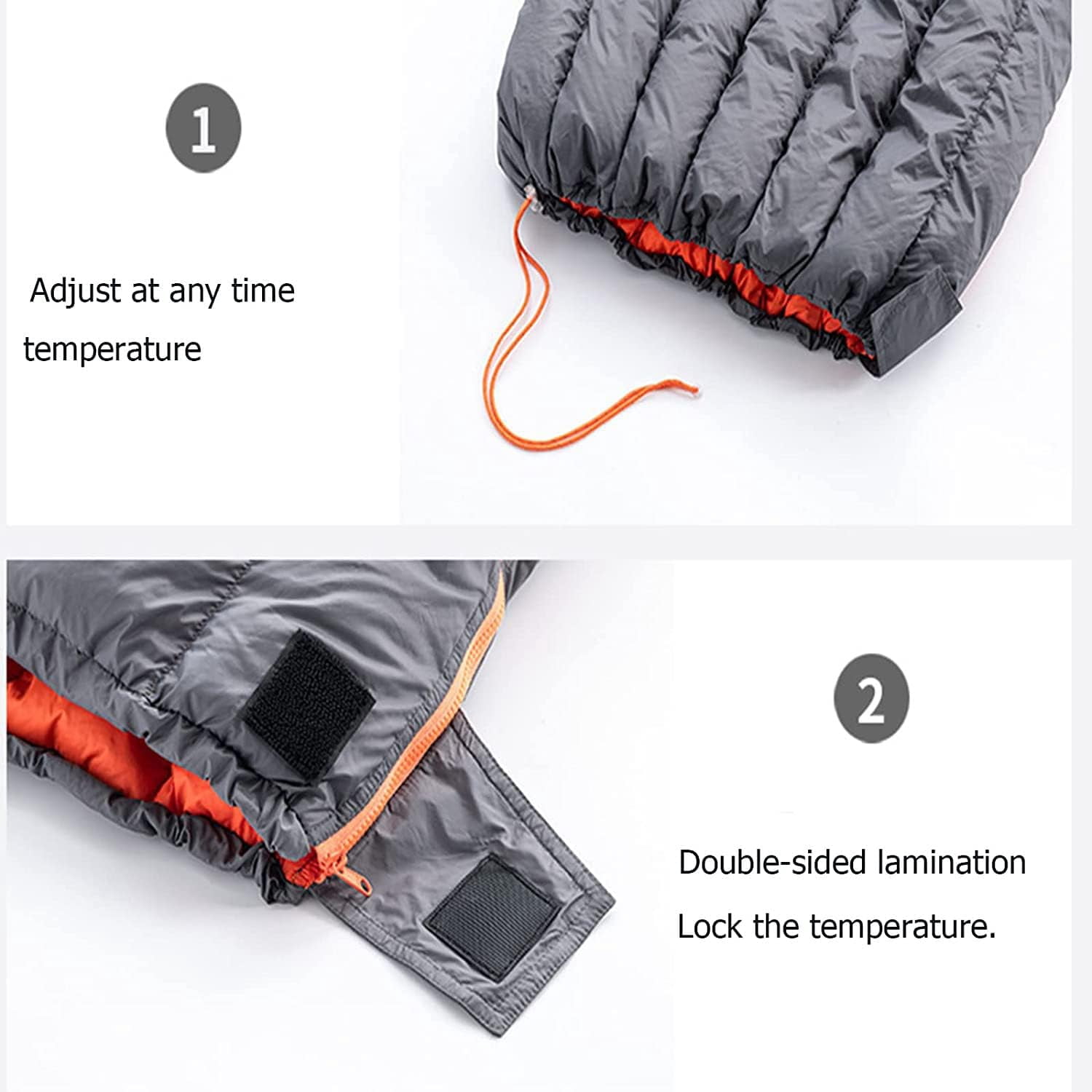 Sleeping Bag for Adults Single Spring Autumn Outdoor Camping Sleeping Bag Lightweight Carry Bag Storage Pockets，Orange