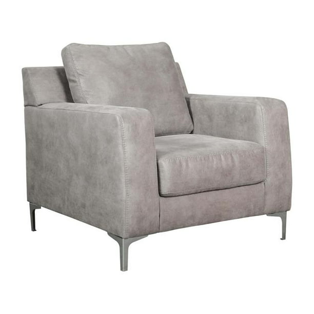 Faux Leather Upholstered Chair, Gray Leather Chair And A Half