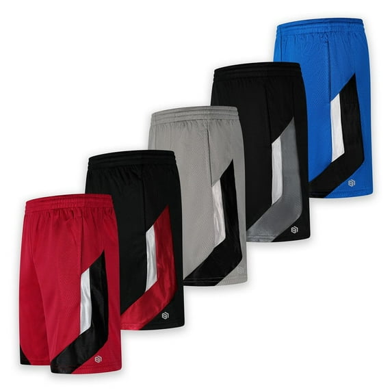 Men's Premium Active Athletic Performance Shorts with Pockets - 5 Pack