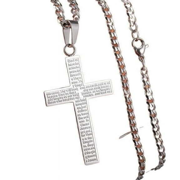 PERITANG Mens Cross Pendant Necklace Gold Color Silver Black Tone 3Mm Cuban Chain Box Link 18-24Inch Christ Necklace Jewelry