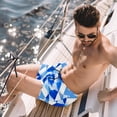 thumbnail image 2 of luoweisi Men's Beach Shorts Quick Dry Swim Trunks with Mesh Lining Blue and White Geometry XL, 2 of 5