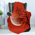 thumbnail image 4 of Modern Soft Flannel Fleece Blanket, Digital Nature Scene with Tree Windy Branches Crescent Moon and Stars Artwork, Cozy Plush for Indoor and Outdoor Use, 60" x 80", Red Black White, by Ambesonne, 4 of 5
