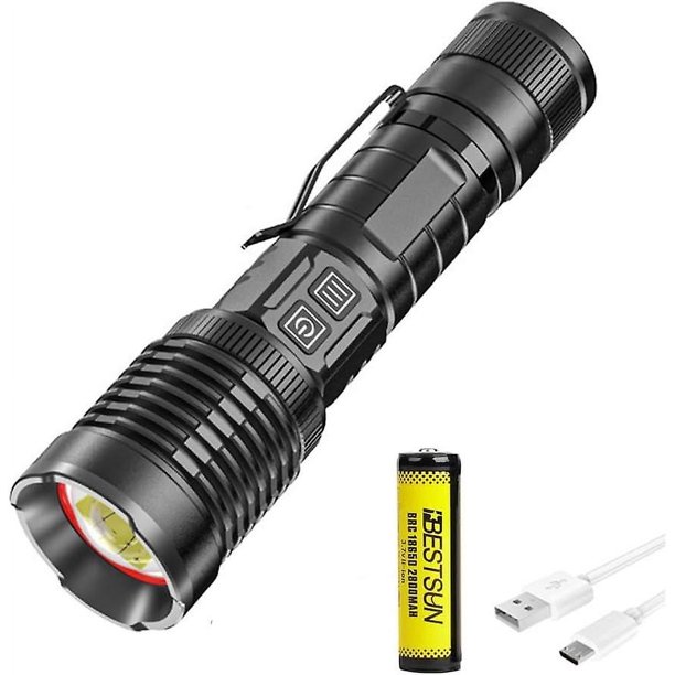 Antorcha LED Xhp99 superbrillante de 10000 lúmenes, linterna LED USB con zoom impermeable, linterna de 3 modos, antorchas de mano impermeables para acampar, senderismo de emergencia