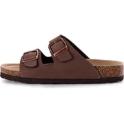 Womens Sandal Cork Footbed Slide, Arch Support Slides for Women with Adjustable Buckle, Comfortable Summer Beach Outdoor Sandals, Brown