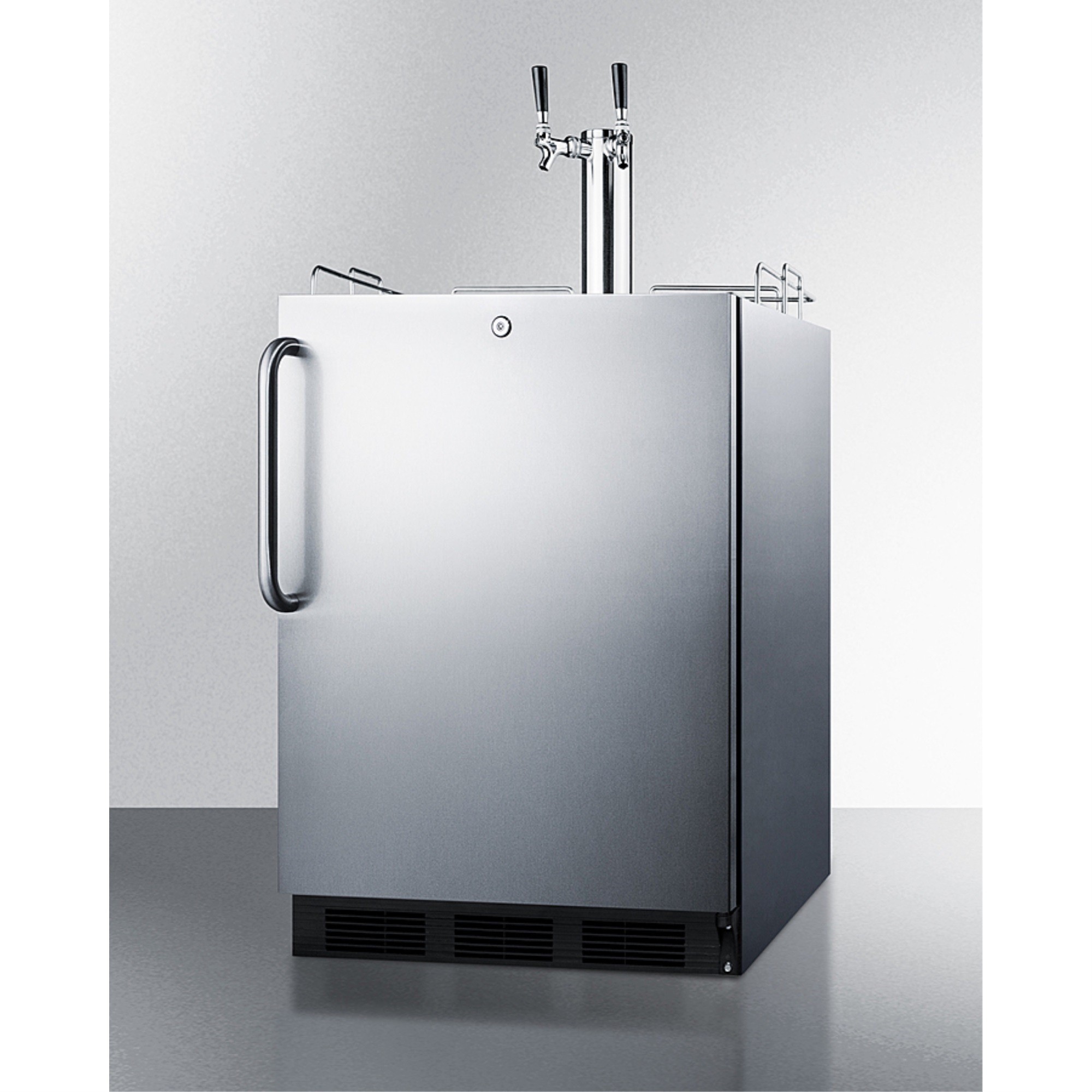 ADA compliant commercial outdoor beer cooler in complete stainless steel, designed for built-in or freestanding use