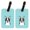 Boston Terrier Blue, variant on Pair Of Checkerboard Pink Boston Terrier Luggage Tags