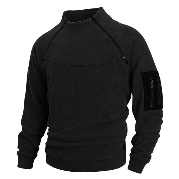 pstuiky manga larga para hombre, Suéter de forro polar con media cremallera y retazos para hombre, manga larga, cuello vuelto, cuello alto, abrigo de medio cuello tops de invierno para hombre xxl