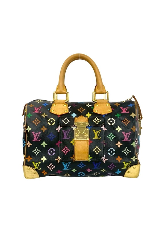 Pre-Owned LOUIS VUITTON Speedy 30 Monogram Multicolor Leather Handbag with Gold Hardware,...