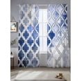 thumbnail image 2 of Blue Morocco Sheer Curtains 84 Inch Length 2 Panels Set, Vintage Graffiti Paint Art Boho Dappled Voile Window Treatment Rod Pocket Curtains Sheers Drapes for Bedroom/Living Room/Kitchen 52"x84"x2, 2 of 7