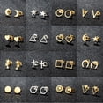 thumbnail image 2 of Pendientes geométricos de acero inoxidable para mujer, aretes minimalistas con forma de U, forma de círculo, triángulo y estrella, 2 of 4