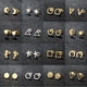 thumbnail image 2 of Pendientes geométricos de acero inoxidable para mujer, aretes minimalistas con forma de U, forma de círculo, triángulo y estrella, 2 of 5