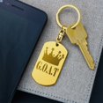 thumbnail image 1 of GOAT Greatest of All Time Engraved Dog Tag Keychain Stainless Steel or 18k Gold, 1 of 8