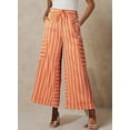 thumbnail image 3 of Women's Summer Wide Leg Palazzo Pants - High Waist, Striped, Flowy & Comfy with Pockets - Casual Beach, Lounge, Travel Outfit, 3 of 5