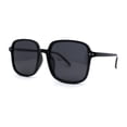 thumbnail image 2 of Womens Polarized Thin Plastic Mod Oversize Rectangle Sunglasses All Black, 2 of 4