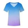 thumbnail image 4 of Summer Tops for Women Gradient Casual V Neck Short Sleeve T-Shirts Loose Fit Basic Work Office Blouses Tunic Tops, 4 of 5