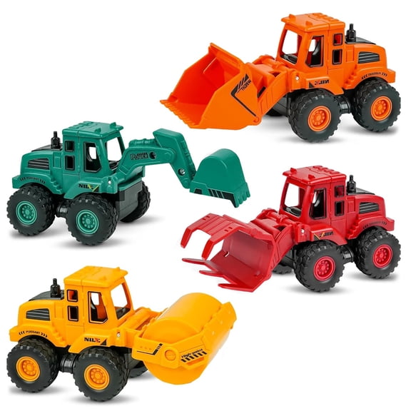 4pcs Construction Toys for 3 Years Old Boys Girls Kids, Friction Powered Construction Truck Toys Vehicles Sand Toys Trucks Excavator, Bulldozer, Road Roller
