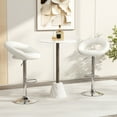 thumbnail image 4 of Gymax Ensemble de 2 Tabourets de Bar Réglables en Cuir PU Tabourets de Bar Pivotants Chaises de Pub Blanches, 4 of 8