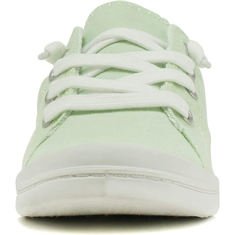 SODA Women Linen Canvas Flat Shoes, Lace Up Loafers Style, Light