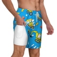 thumbnail image 3 of Goofa Cute Car Cartoon Printed Men's Swim Trunks Board Shorts Quick Dry Mens Swimming Trunks with Compression Liner,Breathable Fit Hawaii Beach Shorts-Large, 3 of 9