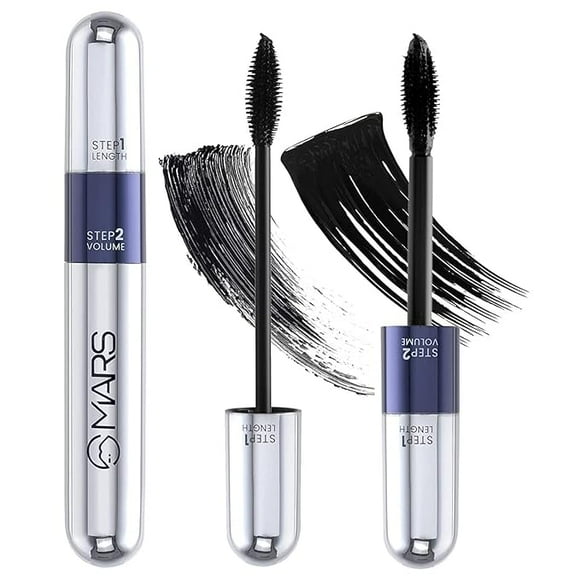 MARS Double Trouble Mascara Volumisant et Allongeant / Mascara 2-en-1 pour Femmes / Longue Tenue (15 ml) (Noir)