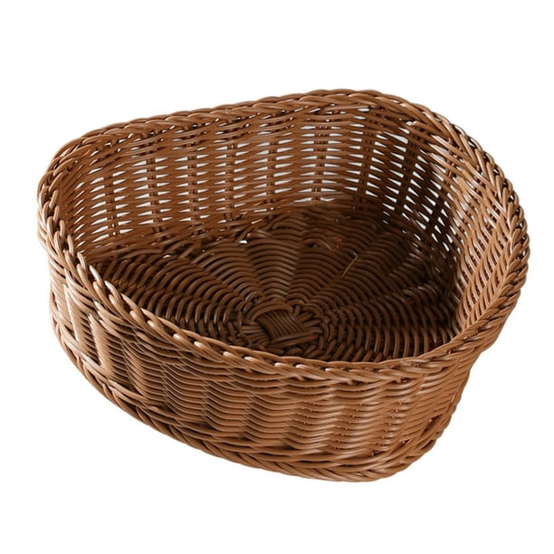 Cesta de ratán de imitación en forma de corazón, cesta para artículos diversos de escritorio, tejida a mano creativa L