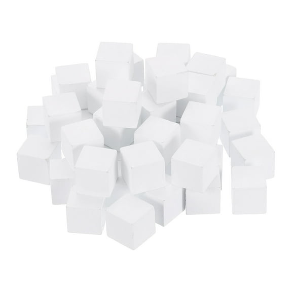 50 Pack Wood Blocks for Crafts, 9/16" Unfinished Wooden Cube Wood Block, White