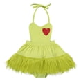 thumbnail image 2 of IBTOM CASTLE Newborn Infant Baby Girls Elk Christmas Costume Heart Faux Fur Tulle Tutu Romper Dress with Socks Fancy Dress up Carnival Party Outfit 18-24 Months Green - Halter, 2 of 8