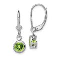 thumbnail image 3 of 925 Sterling Silver Rhodium 6mm Round Peridot Leverback Earrings, 3 of 7