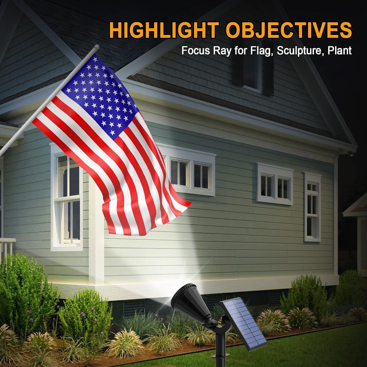 Solar Lights Outdoor, 8 Pack, 4 Modes, 180° Adjustable Waterproof Landscape Spotlights for Flag, Pathway, Yard, Garden, Driveway - Cool White